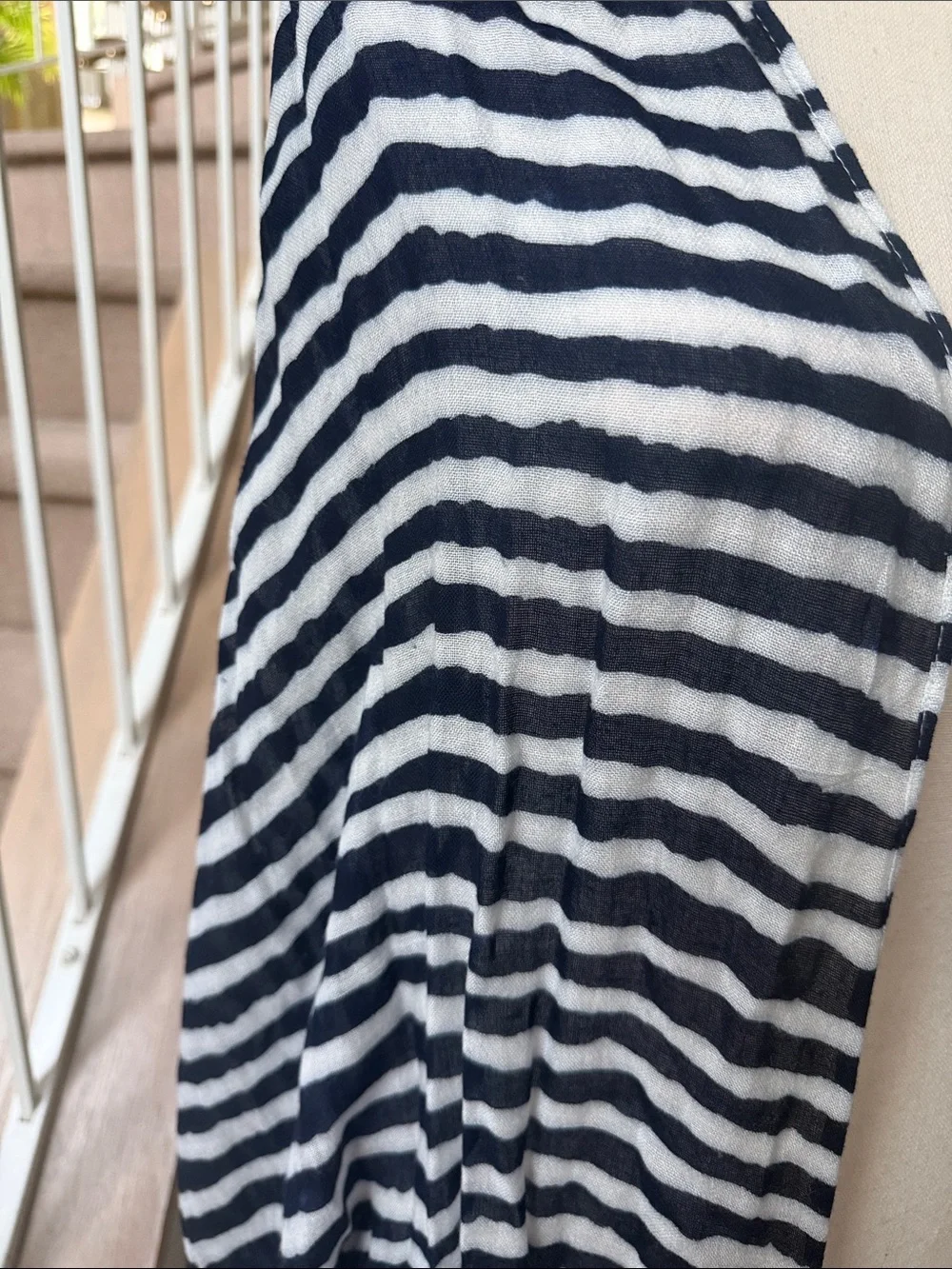 Charlie Paige Black and White Striped Lightweight Scarf Wrap